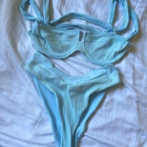 L Space Pointelle Rib Camellia Bikini Top and Pointelle Rib Court Bikini Bottom